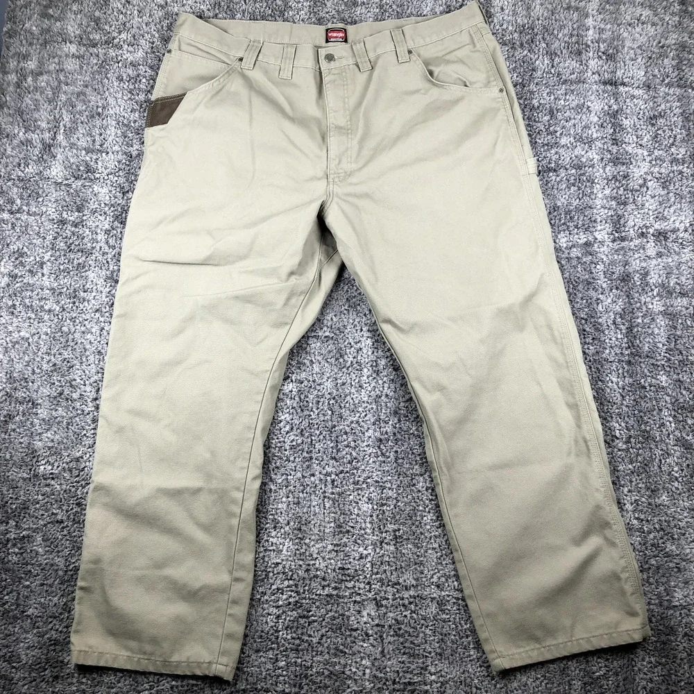 Wrangler RIGGS Workwear Pants Mens 42x30 Beige Cotton Ripstop‎ Khakis Utility